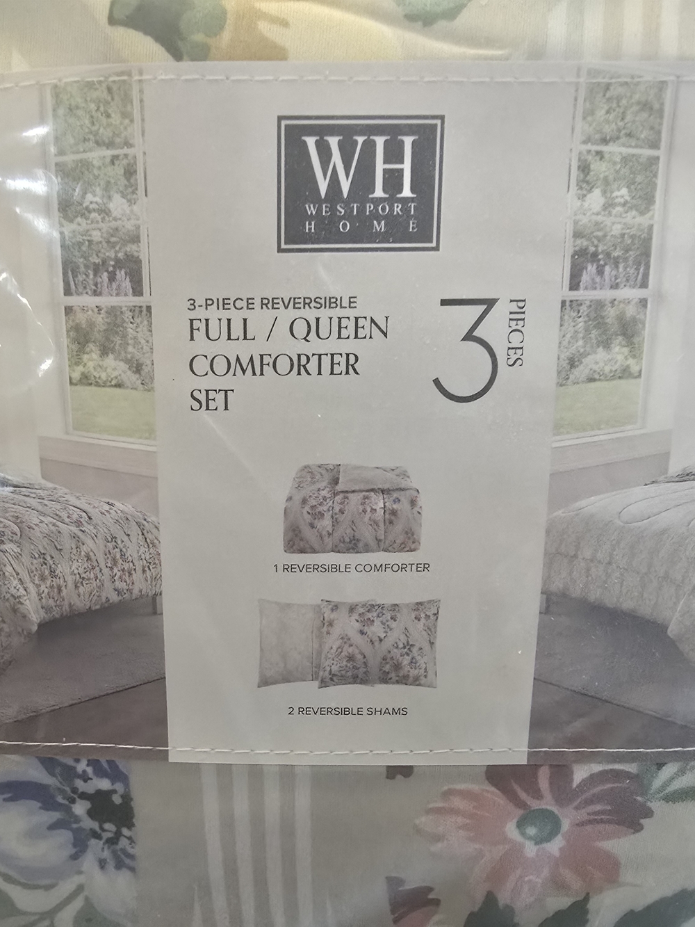 NWT Westport Home Reversible Floral Full / Queen 3 Piece Comforter Set